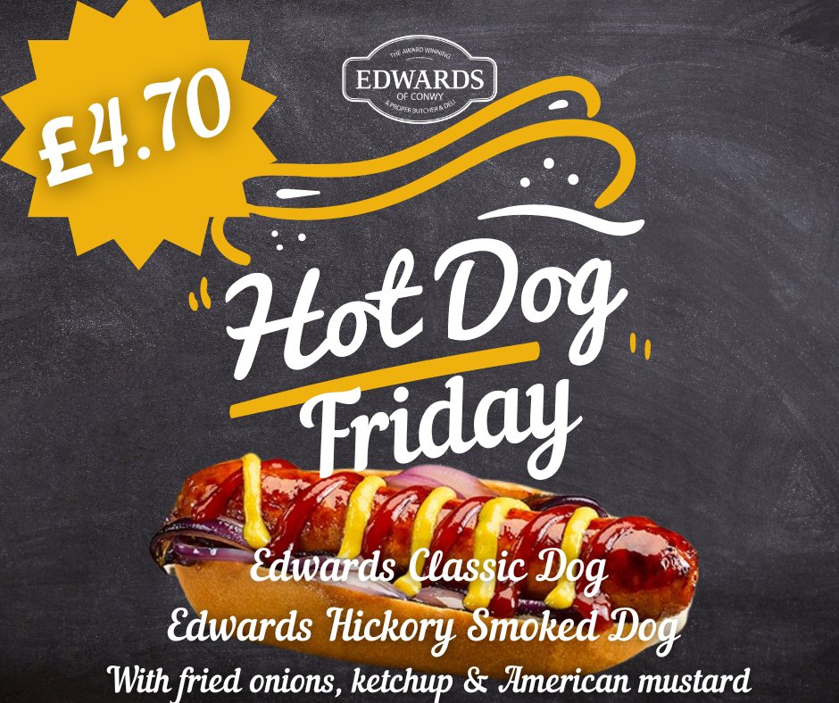 EdwardsofConwy's tweet photo. Bore da! Nearly the weekend.
Friday 16th February
Hot Food/Bwyd Poeth Heddiw
π΄ Hot Dog Friday!
π΄ Roast Pork & Stuffing
π΄ Hot Sausage Rolls
π΄ Soup of the day: Pea & Ham
#HotDogFriday #LunchTime #GotToBeEdwardsOfConwy https://t.co/kiFxNHTNWx