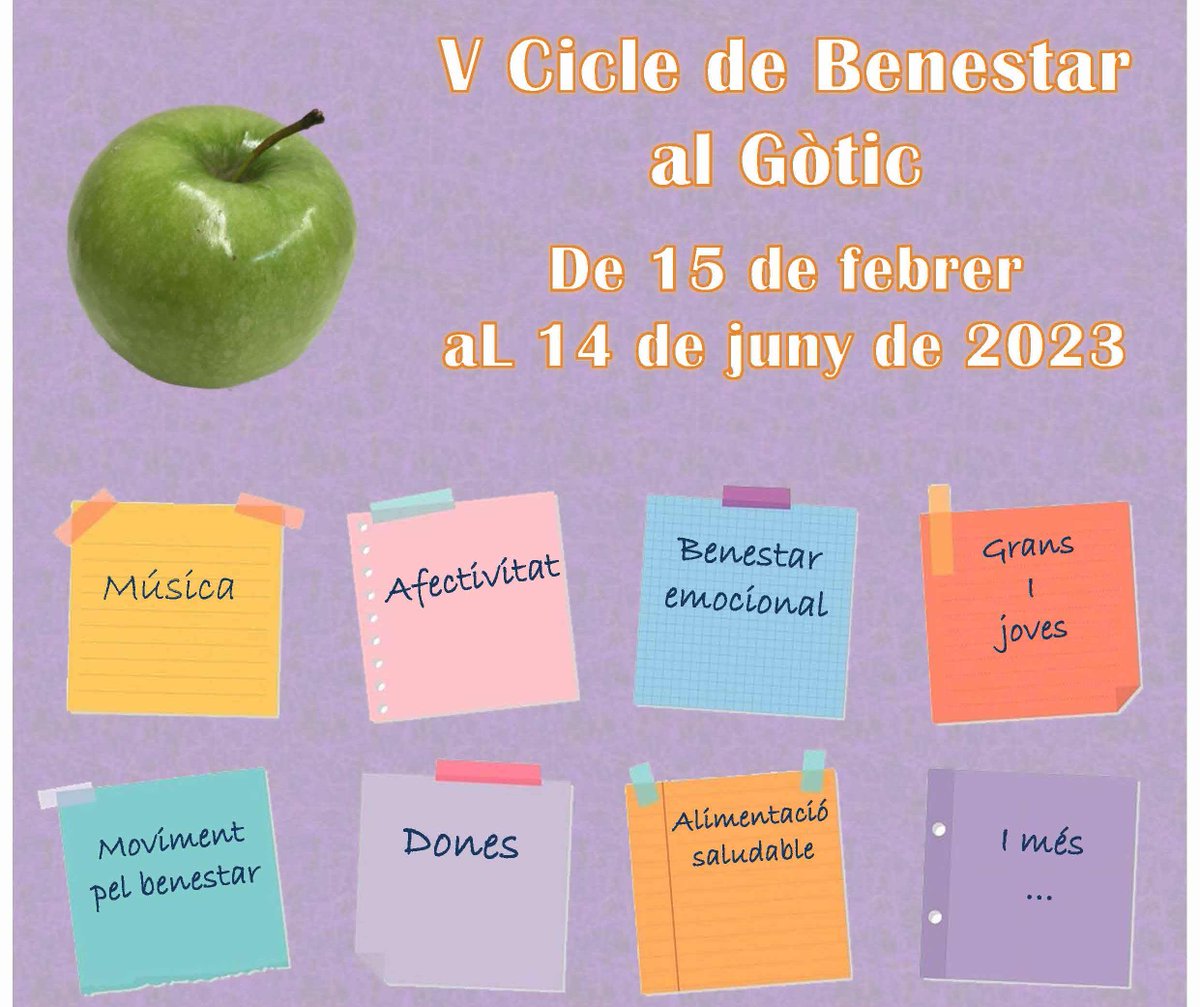 primariaicscat's tweet image. El #CAPGòtic participa en l'organització del V Cicle de Benestar al Gòtic:

Els dimecres, fins al 14 de juny, d'11.30 a 13 h
Al Servei Educatiu de la Placeta del Pi

El 22 de febrer: Moviment pel benestar, sessió a càrrec del fisioterapeuta del #CAPDrassanes Alex de Vallescar