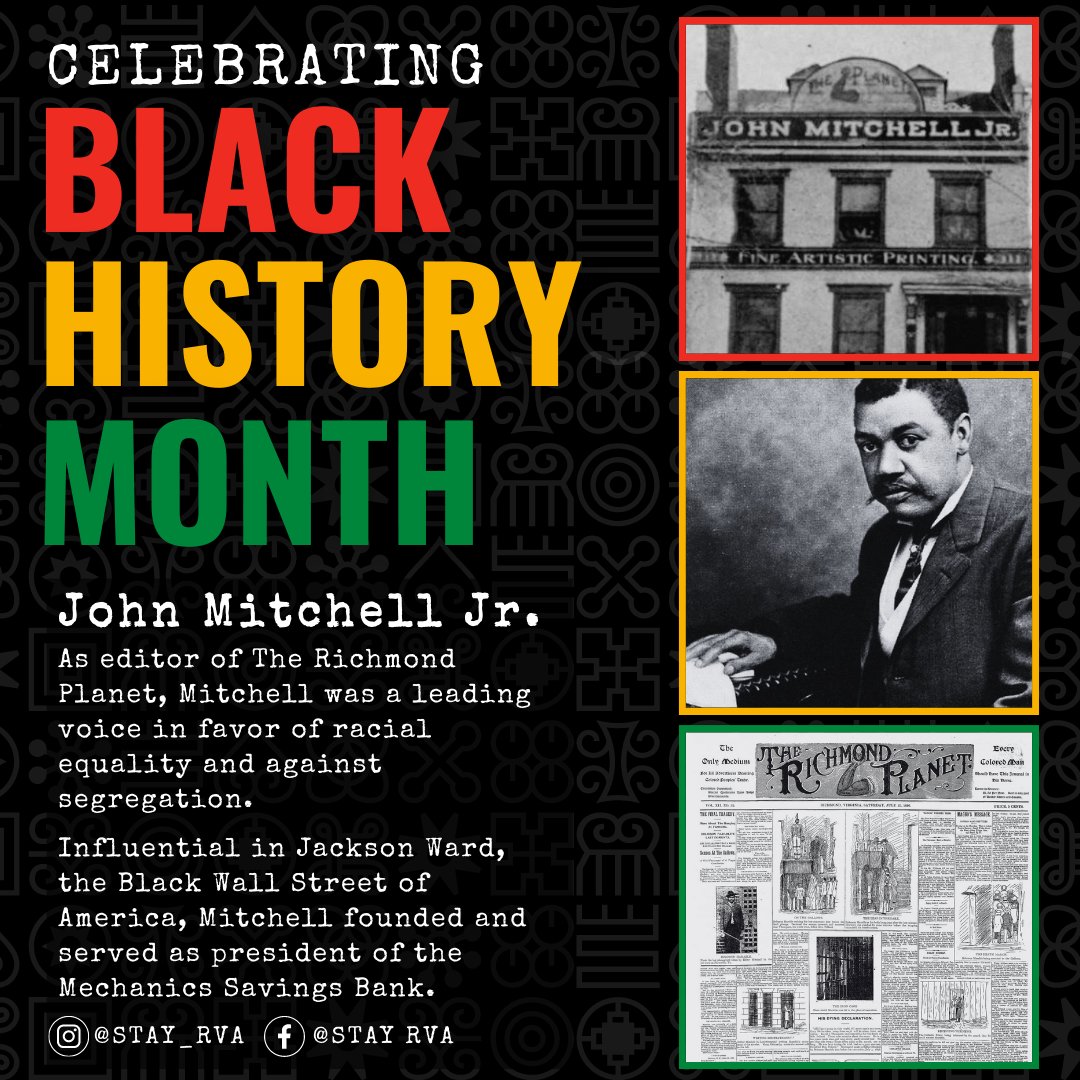 stayrva's tweet photo. This week we’re celebrating businessman, editor, civil rights activist, and councilman John Mitchell Jr. 📰🖤
#STAYRVA #BHM2023 #JohnMitchellJr #WeAreRPS #LocalHistoryMakers
#BlackHistoryMonth #RichmondPlanet #RichmondBlackHistory https://t.co/2diRseBR89