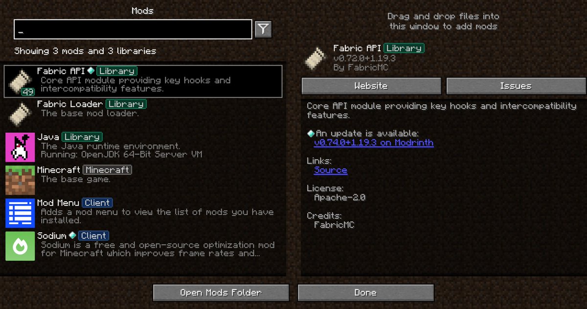 modrinth's tweet image. New in Mod Menu: an automatic update checker! No need to download anything extra or have mod developers add something to their metadata files. This works out of the box for all mods on Modrinth!

Now available for 1.19.3: modrinth.com/mod/modmenu/ve…