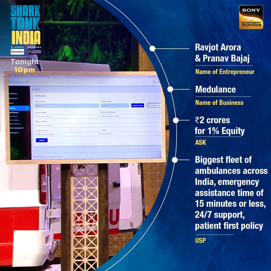 SonyTV's tweet photo. #Medulance, #Bowled.io, #Toyshine and #Cakelicious which pitch will interest the Sharks and end up with a deal?
Don't forget to tune into #SharkTankIndia Season 2, tonight at 10 pm on Sony Entertainment Television & Sony LIV. https://t.co/heCoXVDO09