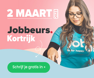 Ben je op zoek naar een (nieuwe) job in de regio West-Vlaanderen? Kom langs op onze jobbeurs, ga in gesprek met verschillende bedrijven &amp; ontdek meteen of er een match is 🤩. 

📆 2 maart
📍 Kortrijk Xpo
🕒 13u - 18u

Info en inschrijven 👉jobat.be/nl/jobbeurskor…