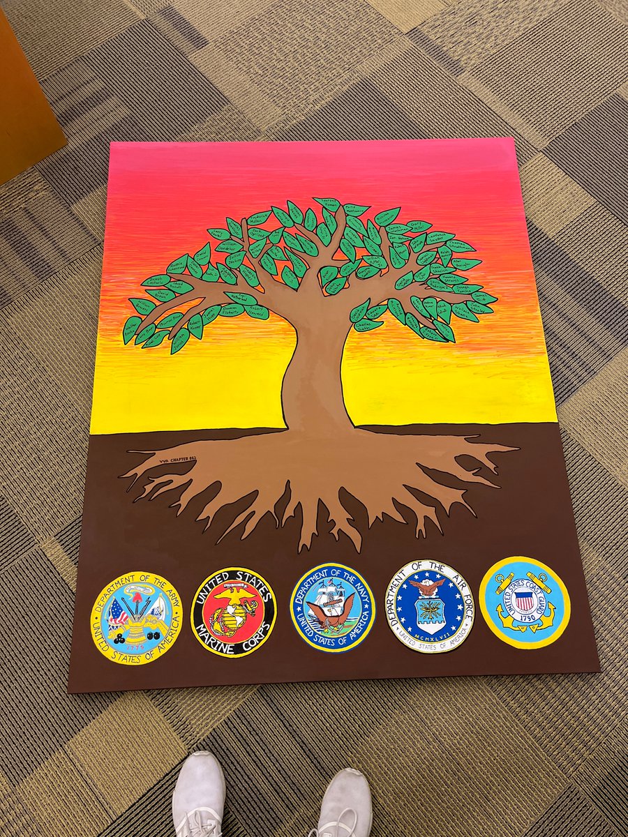 Checkout this amazing canvas painting done by Seniors Shane Knause and Peter Chacon! The painting is being donated to a local VFW in the Montour community! Incredible work done by two of the finest young men to walk these halls! #MontourProud of you Shane and Peter!