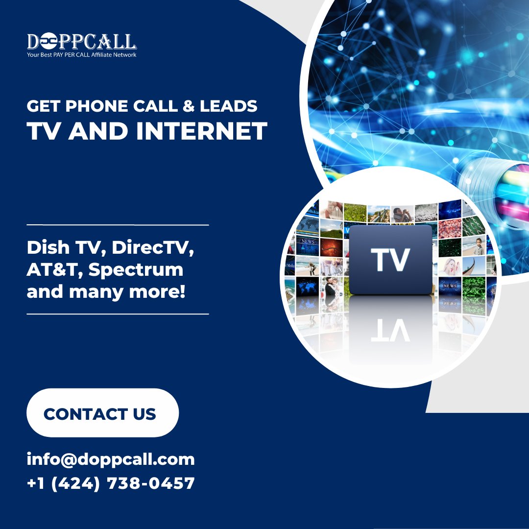 doppcall's tweet photo. Are you having hard to find customer leads for your business? Doppcall specializes in generating TV Internet leads such as Dish TV, DirecTV, Spectrum, AT&amp;T and many more. Email us - at info@doppcall.com for more details.

#tvinternet #doppcall #paypercall #tileads #inboundcalls https://t.co/BkiLGWuwK6