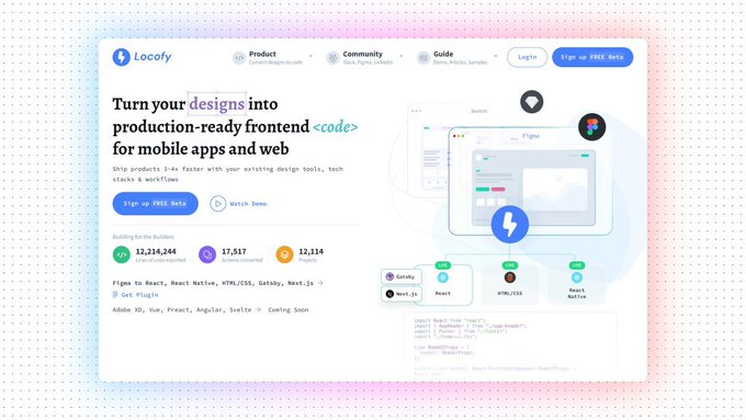 Prathkum's tweet photo. 4. Locofy 

Turn your Figma designs into a production-ready front-end website.

🔗 https://t.co/qJKwKMHdh3 https://t.co/0P5F9H0mMV