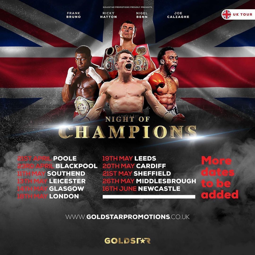 stevewraith's tweet image. On Sale Dates and Venues Coming Soon 👀
@HitmanHatton  
@RealJoeCalzaghe  
@frankbrunoboxer 
#NigelBenn 
#Boxing