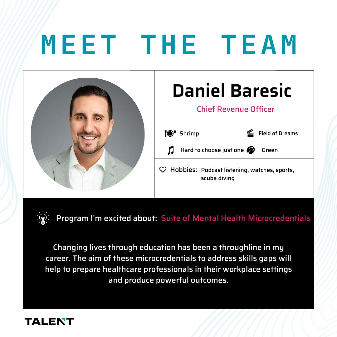 Join us in welcoming our newest team member! We're thrilled to have Daniel Baresic on board as our Chief Revenue Officer!

Welcome to the team, Daniel! 🤩

#WeAreTALENT