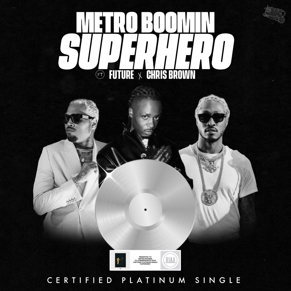 Rap Favorites on X: Metro Boomin's hit single Superhero featuring Future  and Chris Brown is now certified platinum 💿  / X