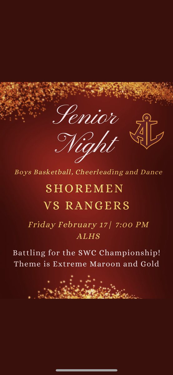 Come support the boys and seniors in their last season game!!