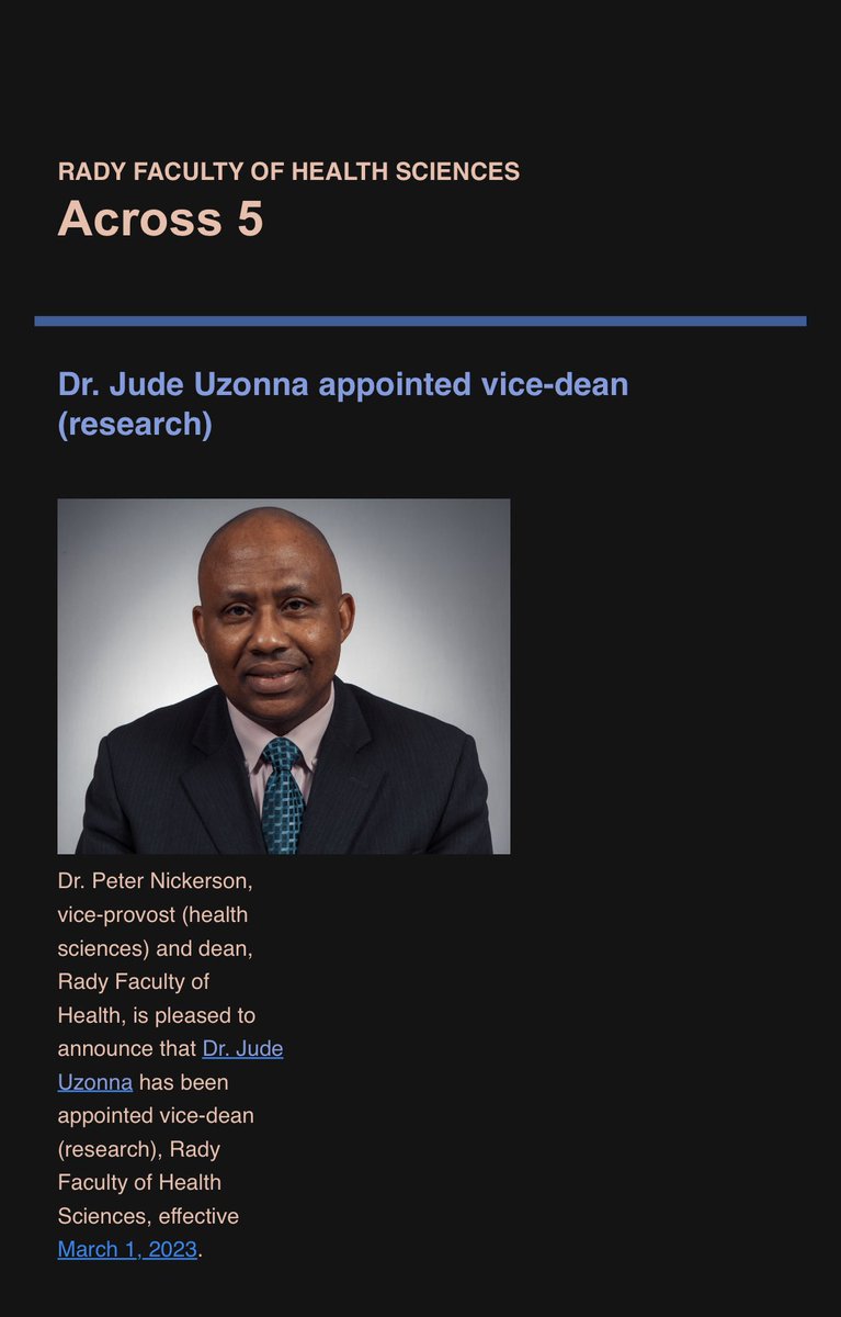 ARLab15's tweet photo. Congratulations to Dr. Uzonna for being appointed as the Vice-Dean (Research) at the RFHS, Univerty of Manitoba!! 🙌🙌👏👏👍👍

@drleish @UM_Immu @UM_RadyFHS https://t.co/q50zbSgvtN