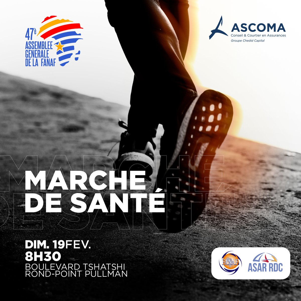 fanaf_2023's tweet image. #Ascoma, Groupe international de courtage d&apos;assurance, organise la marche de Santé de la 47e Assemblée générale de la Fédération des Sociétés d&apos;Assurances de Droit National Africaines (FANAF) qui se tient à Kinshasa, du 20 au 24 février 2023.
- Plus : fanaf2023.com/47e-assemblee-…