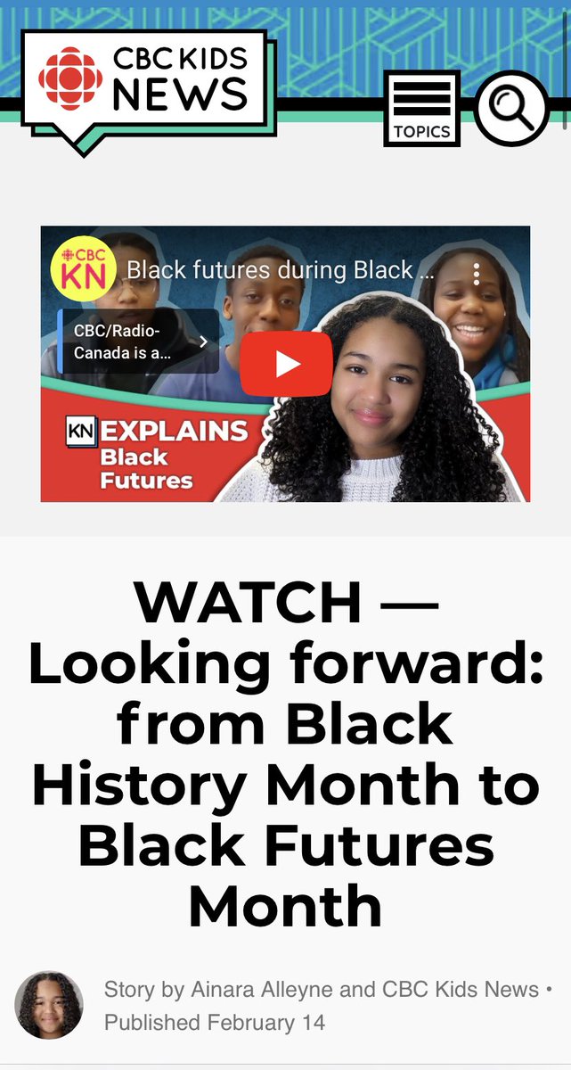 Really inspiring article/video from @CBCKidsNews love the idea of #BlackFutures. Can’t wait to share with my class!