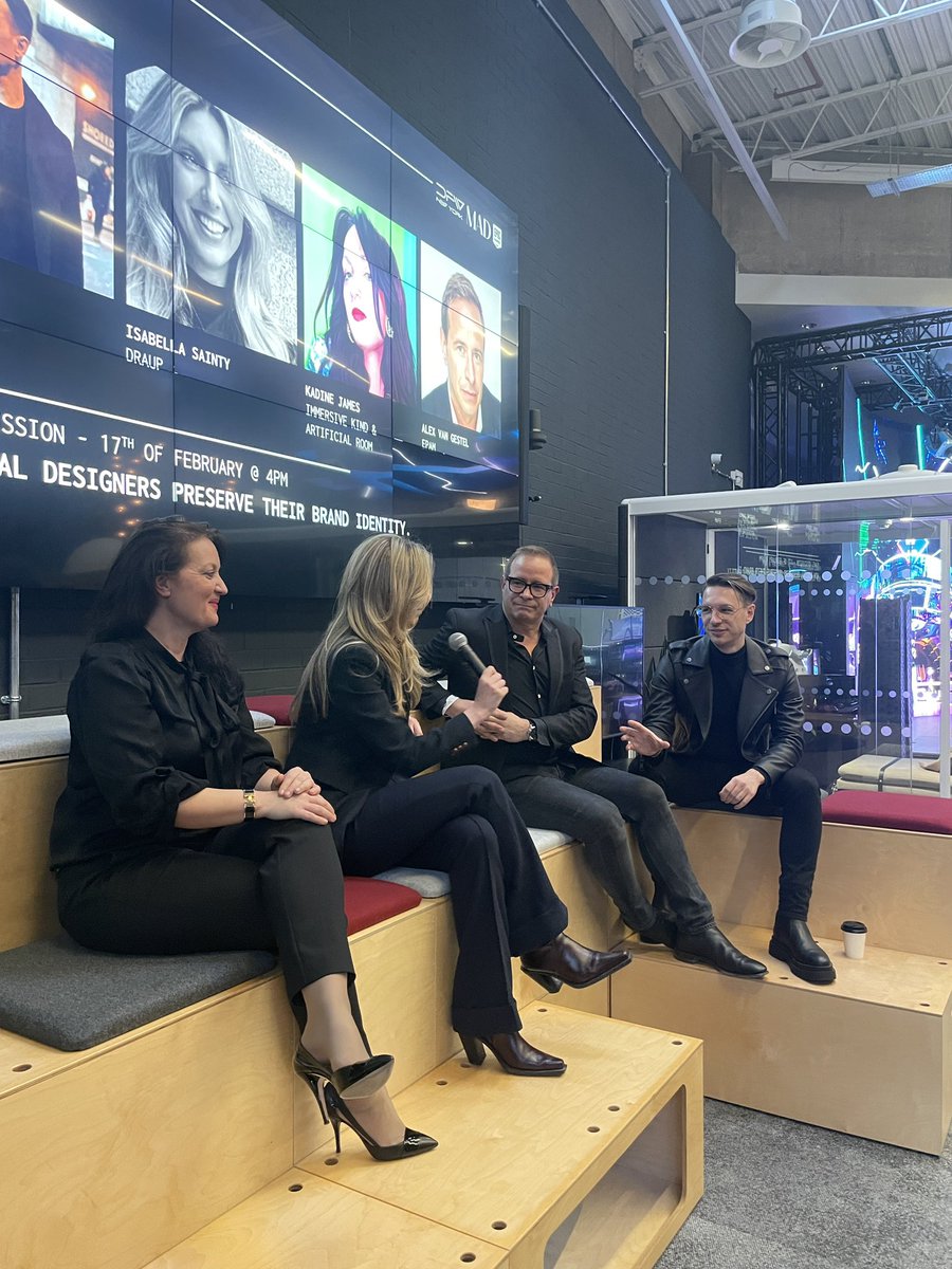 MAD__Global's tweet photo. Picture from the second panel 🫶🏼
Moderated by @thefuturistguy 
With Kadine James from @ImmersiveKind, Alex Van Gestel from @EPAMSystems and Isabelle Sainty from @pronounceddrop 

@DgtlFashionWeek &amp; @MAD__Global 
Hosted by @EpicGames https://t.co/4PeJRgW43b