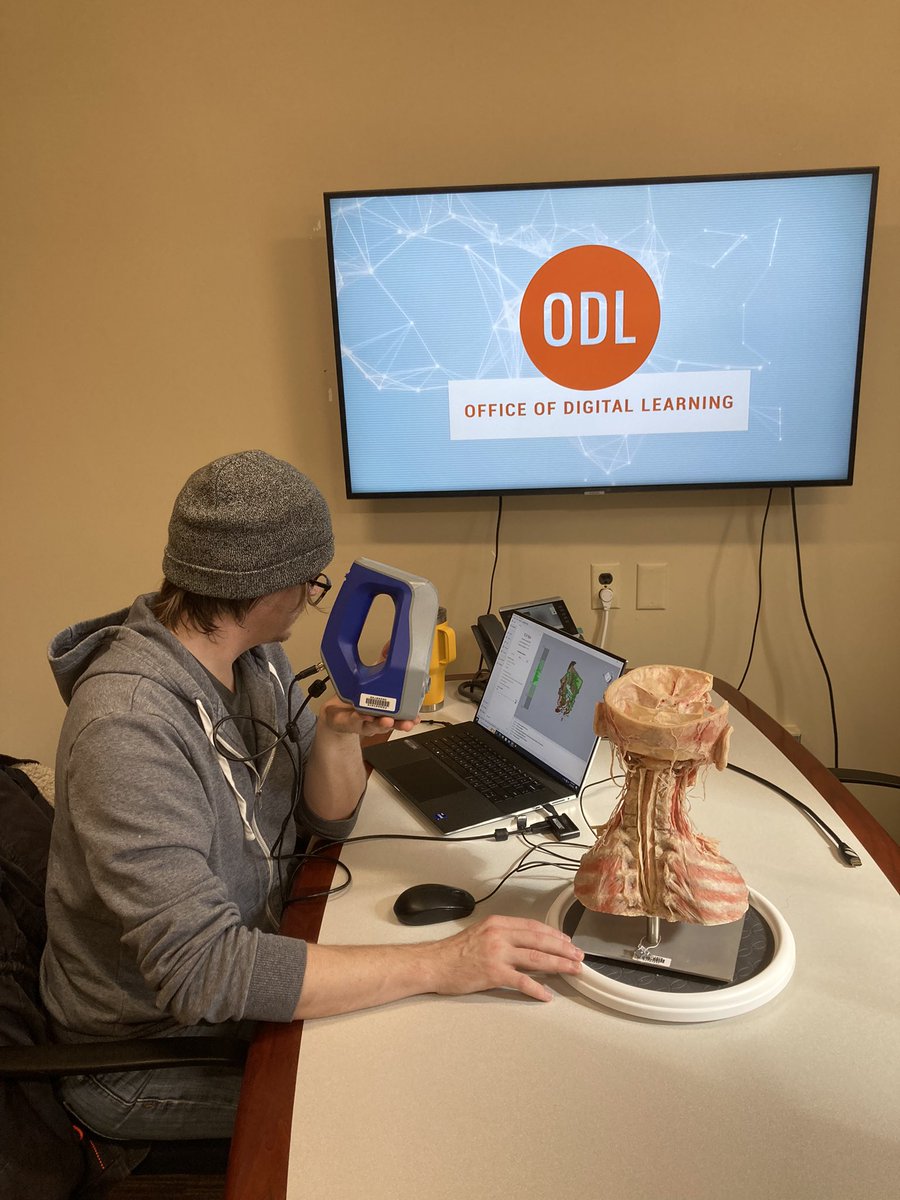In collaboration with <a href="/PennStateBio/">Penn State Biology</a>  we’ve started scanning plastinated heads. 
Our teams are working on getting 3D digital copies of complex models to as many students as possible. 
#3dScan #PennState