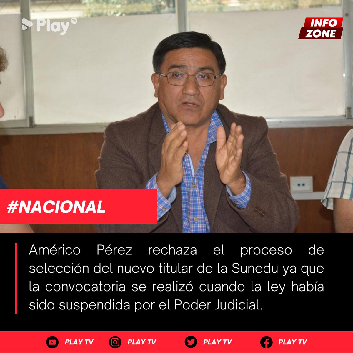 PlayTVPE's tweet image. #InfoZone 🚨
El presidente de la Asociación de Universidades Nacionales del Perú (Aunap), Américo Pérez, calificó de ilegal la convocatoria realizada por el representante del Minedu, Andrés Ramos, a fin de elegir al nuevo superintendente en la SUNEDU. 

#SUNEDU