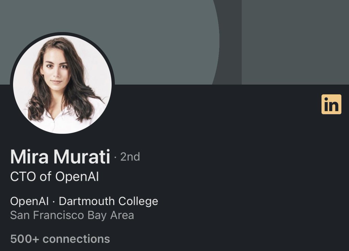 Why doesn't the media ever mention Mira Murati, CTO of OpenAI?

She runs the tech behind the most innovative product the world has seen in years. Before that she worked at Tesla, an aerospace company, and Goldman Sachs.

One of the most brilliant people you've never heard of.