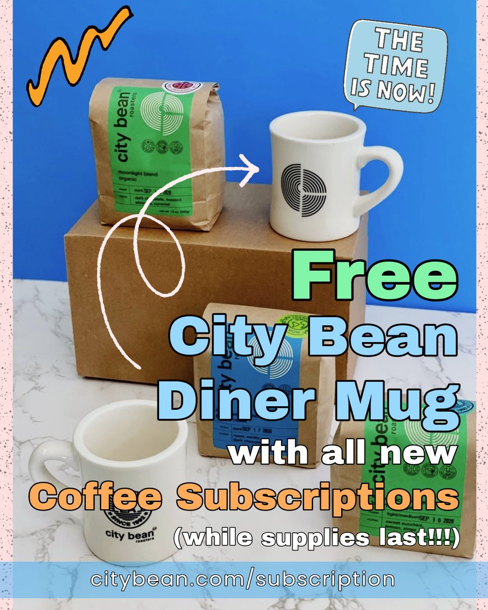 citybean's tweet photo. Get a FREE City Bean Diner Mug with new coffee subscriptions (for a limited time, while supplies last!) https://t.co/Tv7DOa48RX

Select between 2 or 3 12oz bags of fresh City Bean coffee for delivery every 2 or 4 weeks, with your choice of Light, Dark or Mixed Roast selections. https://t.co/wZuRIPXeqf
