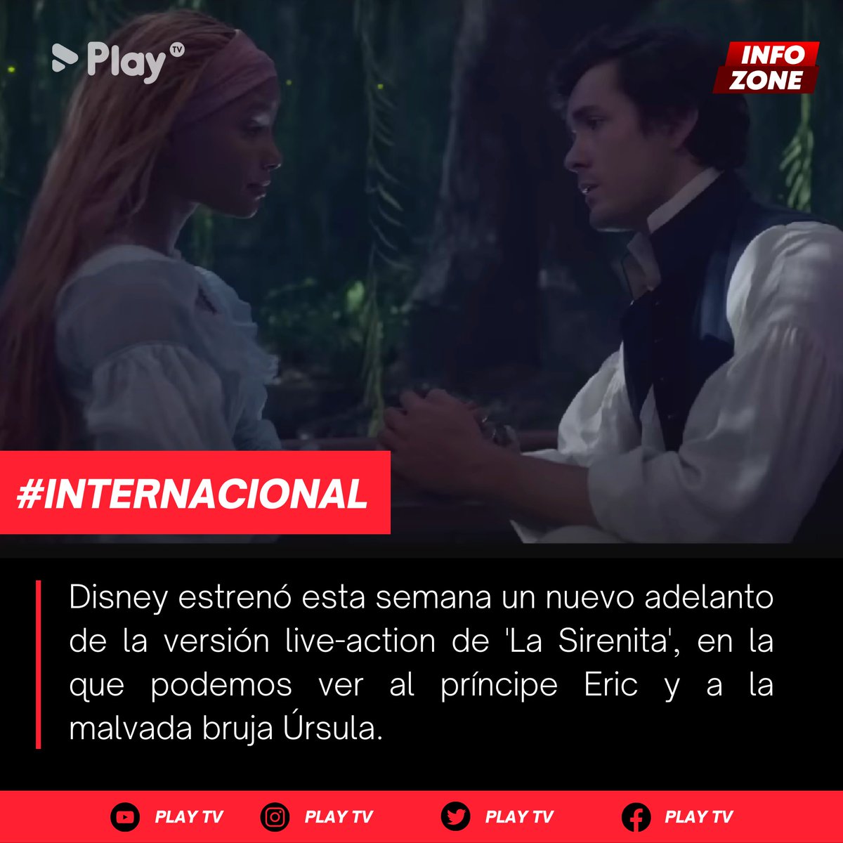PlayTVPE's tweet image. #InfoZone 🚨
Como se recuerda, esta película viene precedida por una controversia en redes sociales, ya que la elección de Halle Bailey como la nueva Ariel despertó una serie de comentarios racistas. 

#lasirenita #DisneyWorld