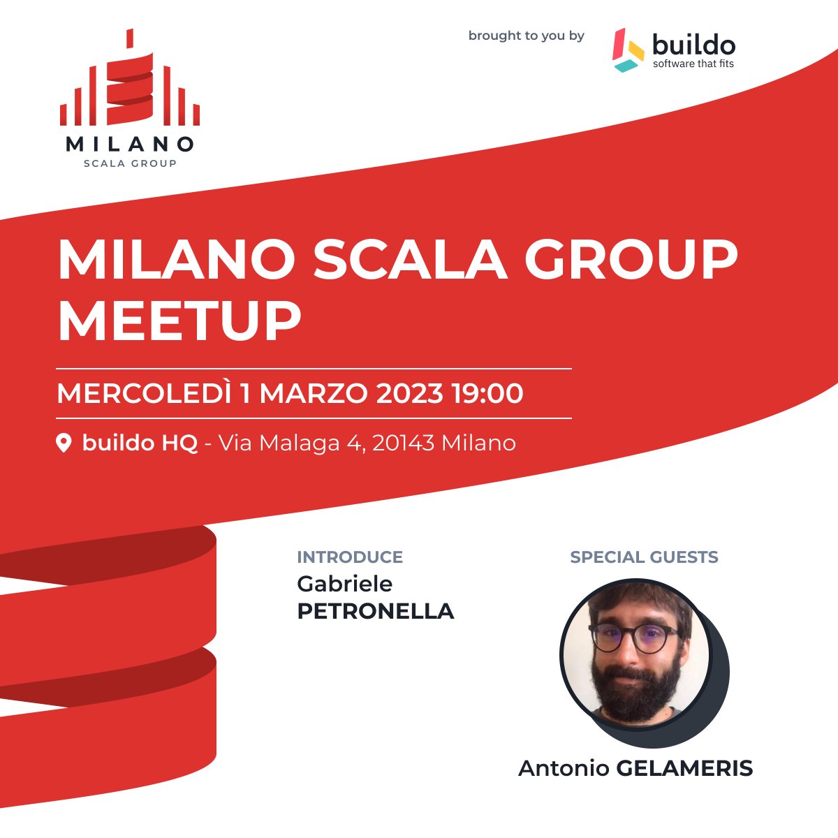 buildoHQ's tweet photo. Amanti di #Scala, let's meet up! Mercoledì 1 Marzo per #MilanoScalaGroup avremo come ospite Antonio Gelameris, Software Developer di PagoPA S.p.A. per parlarci di ScalaCLI. Ci vediamo alle 19:00 presso gli uffici di buildo! Per partecipare: https://t.co/n62wOzlGw5 https://t.co/rr9WuJgqK0