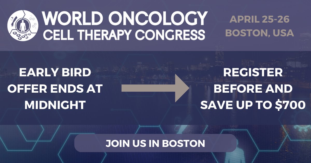 oncocelltherapy's tweet photo. ⚠️ 𝗧𝗵𝗶𝘀 ��𝘀 𝘆𝗼𝘂𝗿 𝗳𝗶𝗻𝗮𝗹 𝘄𝗮𝗿𝗻𝗶𝗻𝗴! ⚠️

The Early Bird offer for the World Oncology Cell Therapy Congress ends at midnight TONIGHT.

Register your place before this time and save up to $700 on your ticket. You can do so here: https://t.co/LM5QIYfFuT https://t.co/Q5RUGGlLqi