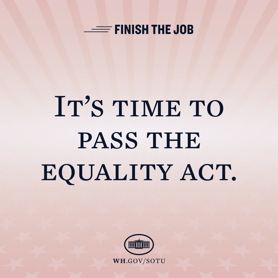 The Declaration of Independence promises that we’re all created equal and entitled to a fair chance. 
 
It’s who we are as a nation.
 
Let’s pass the Equality Act – to ensure LGBTQ+ Americans can live with safety and dignity.