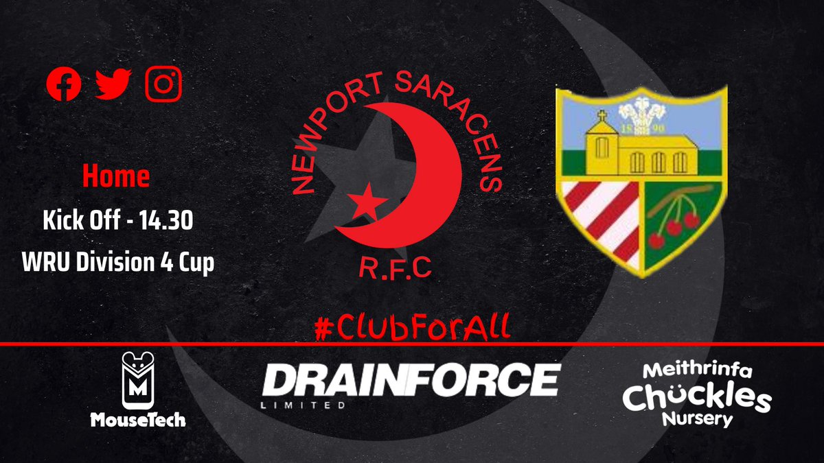 NewportSarries's tweet photo. Cup Action 🏆

Tomorrow we host Bryncethin RFC in a massive Welsh Cup quarter final fixture. 

Huge challenge ahead of us but one we’re looking forward to. 

Club will be open from 12.30 for all supporters 🔴⚫️ https://t.co/ixVvO4zXXf