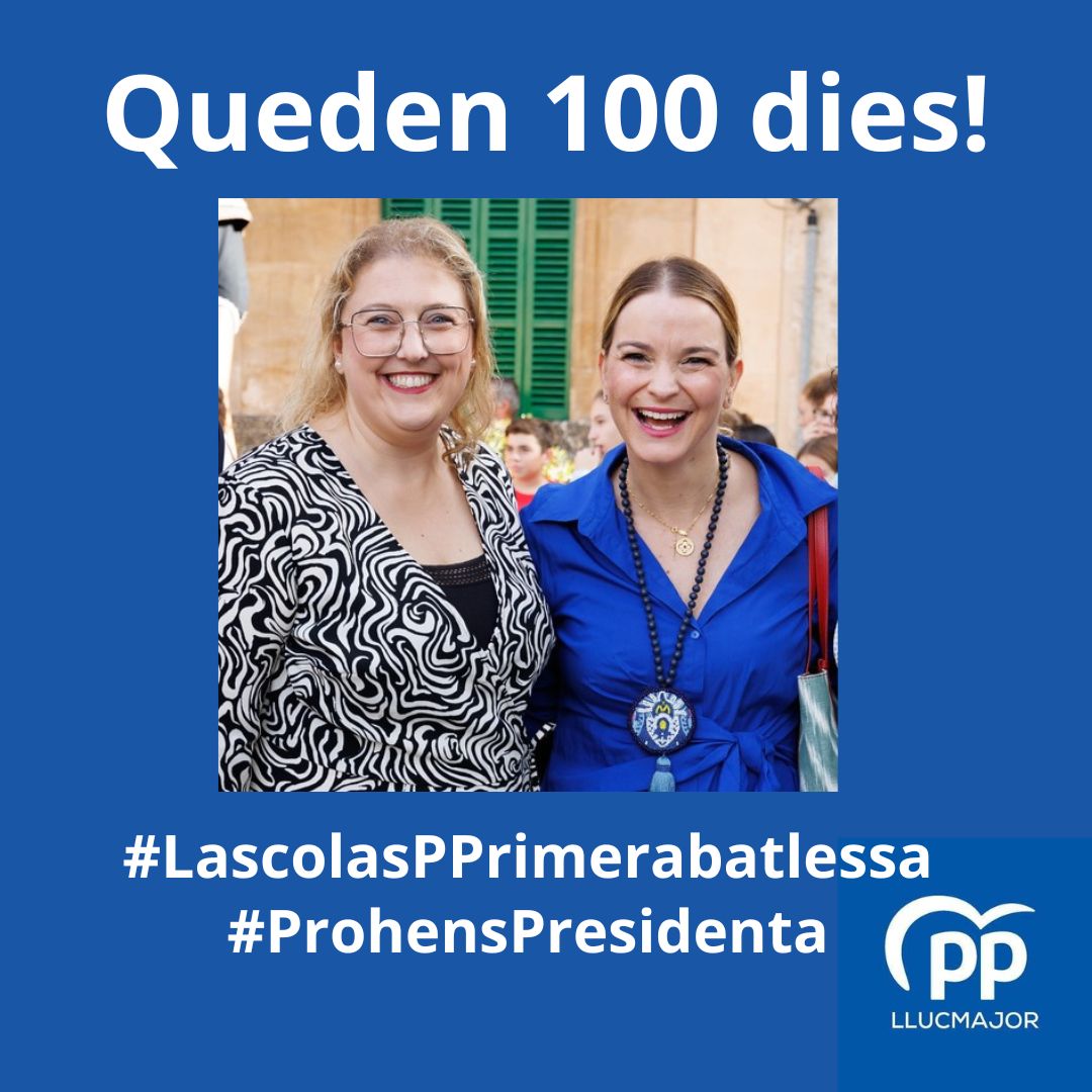 Queden 100 dies per les eleccions!
Per un futur millor, #EntreTots
#LascolasPPrimerabatlessa
#ProhensPresidenta