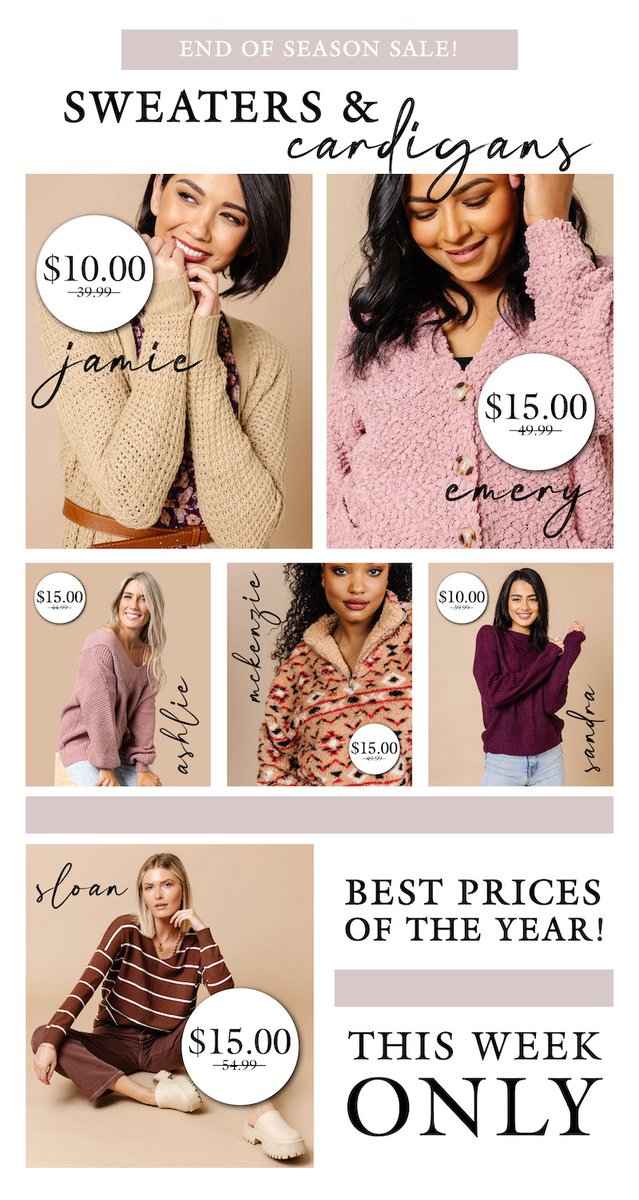 ladyboarder9669's tweet image. RT! Shop cozy SWEATERS $10, $15 and $20 with code COZYLAYER  from #centsofstyle 
@CentsofStyleLLC
  Lots of cute styles are available sizes xs to 3x! HURRY! Deal ends 2/19! #ladiessweaters #vday #valentinesday #vdaystyle #fashiondeal shareasale.com/r.cfm?b=286192…… AD