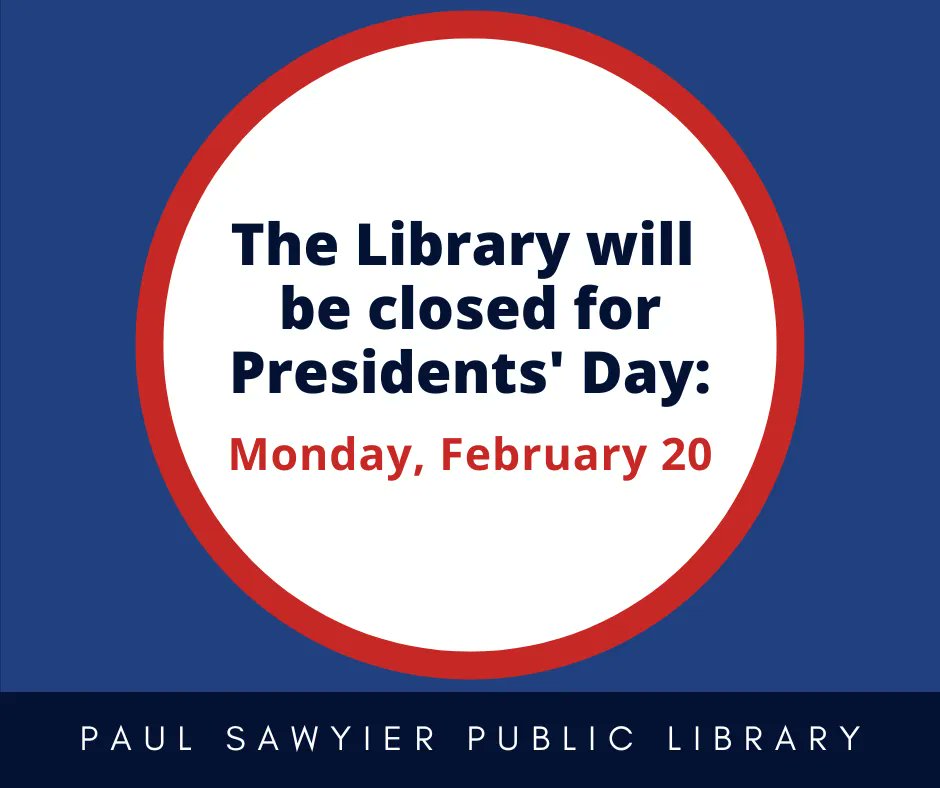 We will be closed Monday, February 20, for Presidents' Day. Come visit us this weekend!