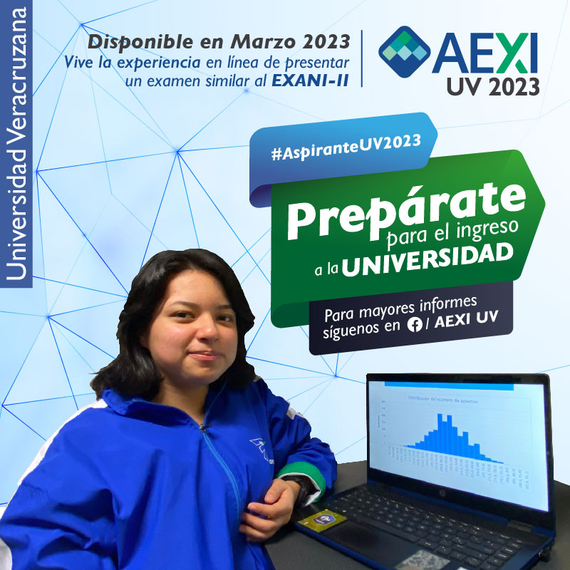 #AspiranteUV2023
 ¿Te gustaría llegar súper preparado a presentar tu examen de ingreso? 🤓
A partir de los primeros días de marzo, estará disponible <a href="/AEXI_UV/">AEXI UV</a> ,  así podrás vivir la experiencia en línea de presentar un examen similar al EXANI-II.