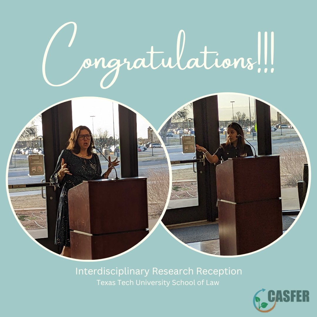 Congratulations to Dr. Gerardine Botte and Amy Hardberger for being honored by the Texas Tech University School of Law at the Interdisciplinary Research Reception. We are excited to see how they continue to push CASFER forward!

 #casfer #nsf #nsfstories