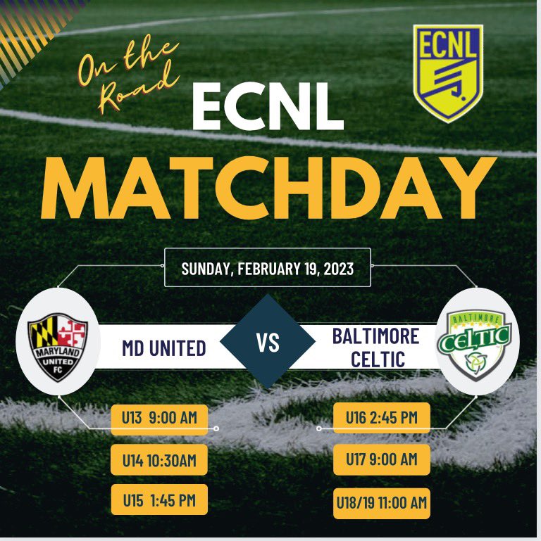 Two fixtures this weekend for the boys! Good luck to all teams and players! #RepCeltic <a href="/BaltCelticSC/">Baltimore Celtic Soccer Club</a> @VaUnionFC <a href="/MDUnitedFC_Boys/">Maryland United Boys</a> <a href="/ECNLboys/">ECNL Boys</a>