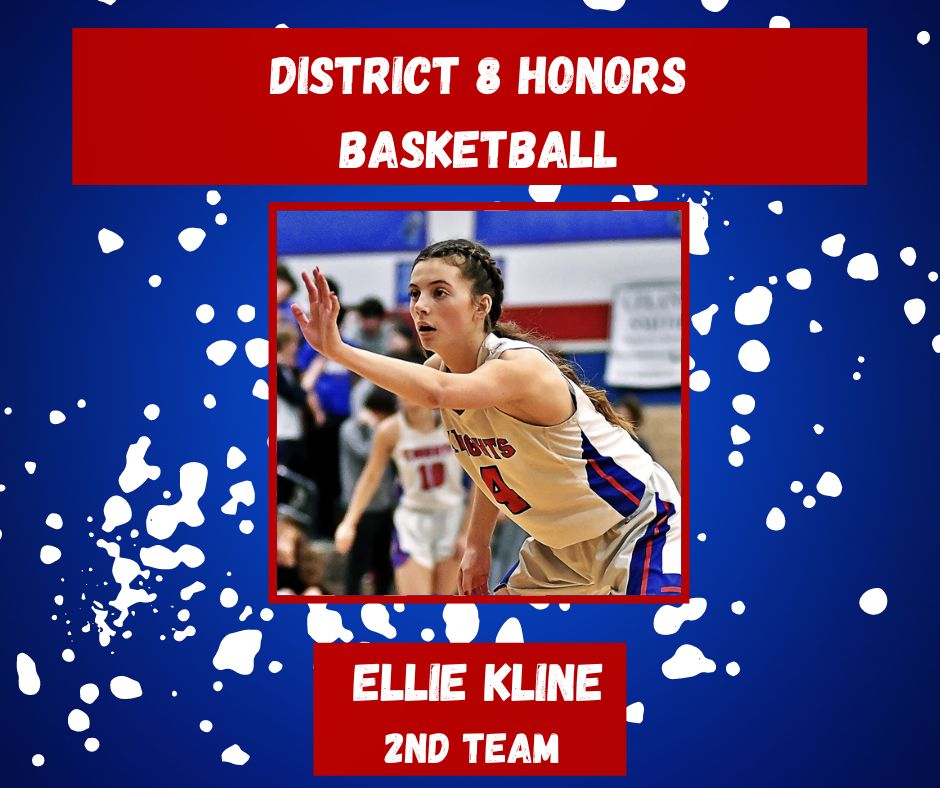 CVKnightsWBB's tweet photo. Congratulations to our Lady Knights that were selected for District 8 honors. 
Cali Gregory - Player of the Year
Laci McCoy - 1st Team and All-Star Game 
Elli Kline - 2nd Team https://t.co/fvVuL0TZZJ