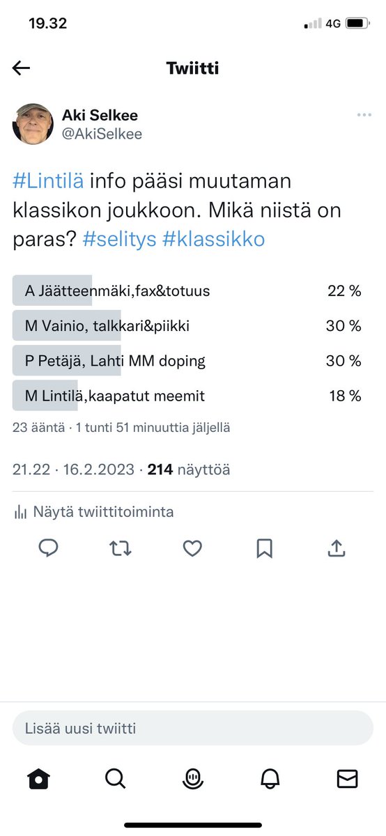 AkiSelkee's tweet image. Martti Vainio ja Paavo M Petäjä otti jaetun ykkössijan, Lintilä jäi pistesijoille. #selitys #selvitys #puhunniintottakuinosaan