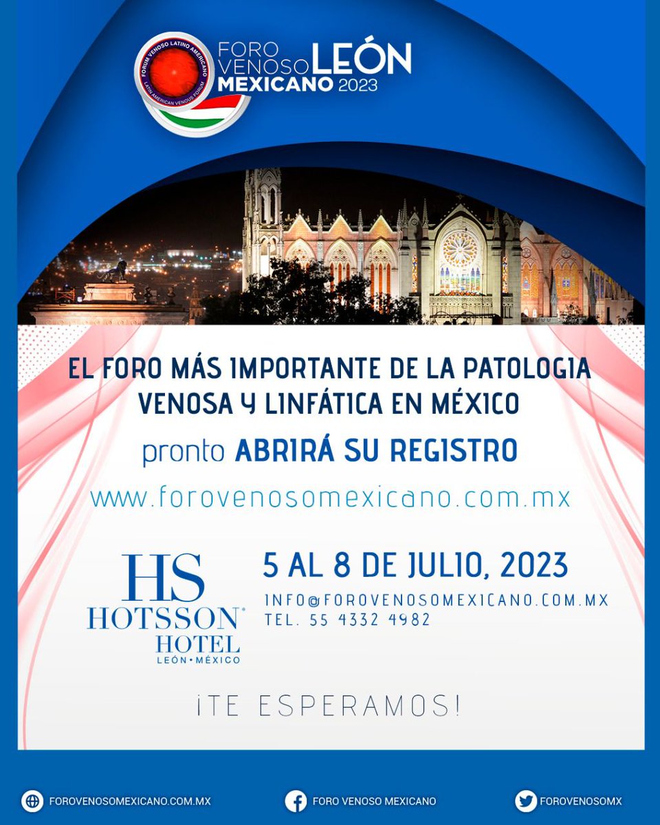 ForoVenosoMx's tweet photo. 𝗠𝗨𝗬 𝗣𝗥𝗢𝗡𝗧𝗢.... 𝗔𝗰𝗰𝗲𝘀𝗼 𝗮𝗹 𝗥𝗘𝗚𝗜𝗦𝗧𝗥𝗢
#forovenosomexicano2023
¡Quédate atento!
Regístrate y únete al evento más esperado del año de #patologiavenosa y #linfatica de México
#FVM
#ForoVenosoMexicano
#TuForo https://t.co/dZSkYRwXgu