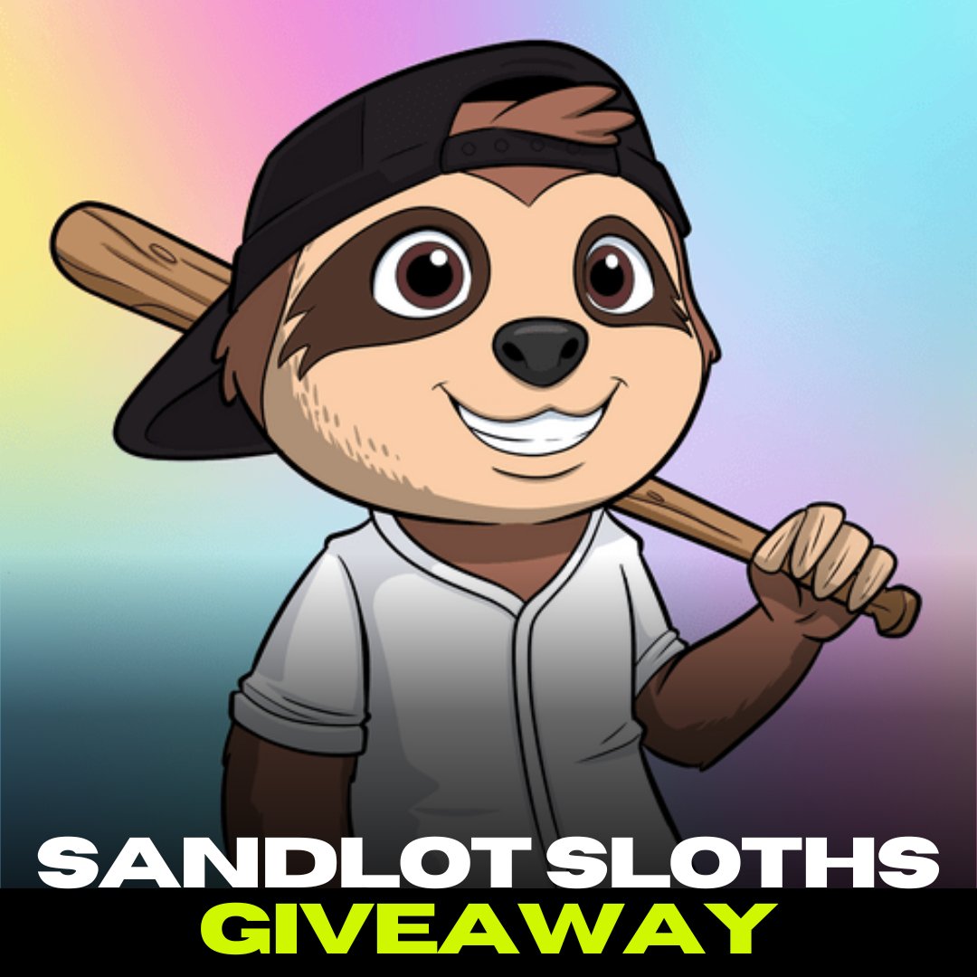 Friday Flash Giveaway! 🎉

We're giving away 1x Sandlot Sloths #NFT from @sandlotsloths 🦥

To enter:
1. Follow <a href="/SandlotSloths/">Sandlot Sloths</a>
2. Follow <a href="/MavkeEth/">Mavke.eth</a>
3. Like + Retweet
⏰ Winner in 12 hours

#NFTGiveaway #NFTCommunity #NFTs #NFTCollectors