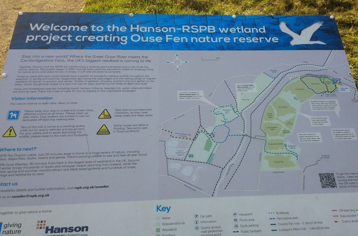 TK42138's tweet photo. This nature reserve will be enormous once the last mineral extraction phase is completed. It's big now but divided by the sand & gravel quarry. One entrance is via village of Over & the other is via B1050 just before Earith boat lock. #RSPB #OuseFen #Hanson_RSPB #bigskies https://t.co/JqfQhuGosN