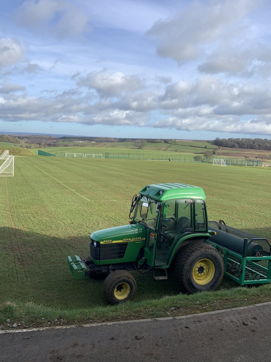 TerringtonHall's tweet photo. Pitches looking great ahead of our return to school on Monday - thanks to our wonderful grounds staff and @JohnDeere. #expandinghorizons #prepschoolyork #outdoorfun #HalfTerm https://t.co/2rcIFguSVH