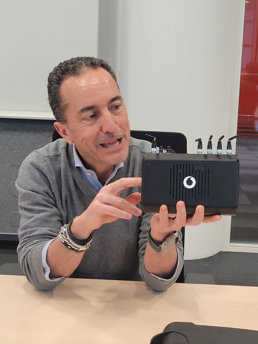 kestermann's tweet photo. Great to get the lowdown on one of Vodafone's lead #MWC23 demos this afternoon. It's a prototype "5G network in a box" about the size of a home router with software-defined radio and Raspberry Pi computer. 👏 https://t.co/teJzNwFBPo