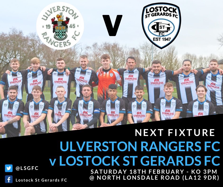 LSGFC's tweet photo. ⚫️⚪️🔵 SATURDAY MATCHES ⚫️⚪️🔵

Our 1st Team travel up north tomorrow to face Ulverston Rangers FC in the league whilst our Reserves play their Cup Quarter Final against Hurst Green Reserves down at The Gasworks. 

All local support is greatly appreciated. 

⚫️⚪️🔵 https://t.co/HaQexNjgi0