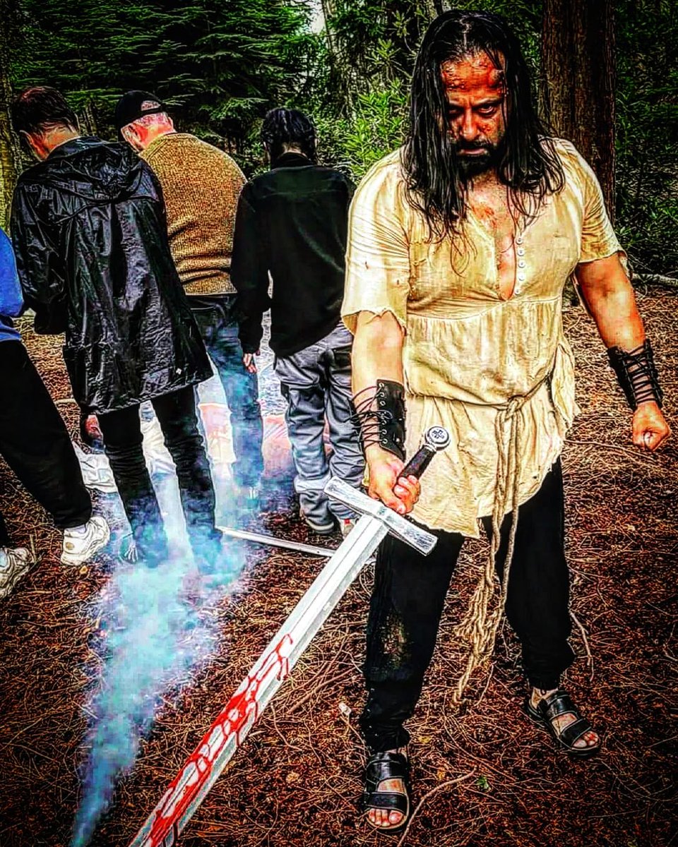 Sunny Singh BLAZE Action Actor on set of British Horror film Plaguepits. Director PETER THORNDIKE  and DOP GERRY LIVELY.