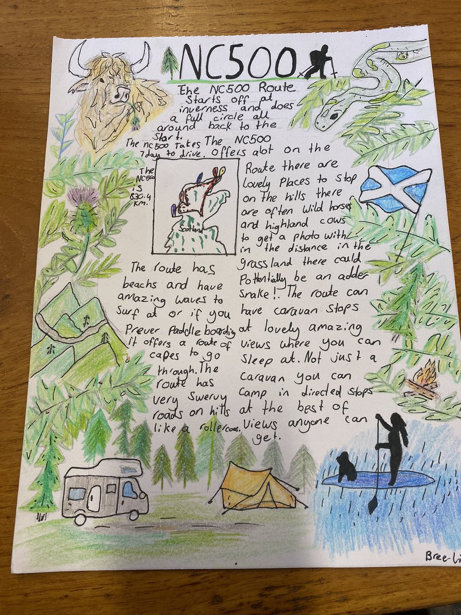How fantastic! An S1 produce this brilliant poster on the NC500! Had to share this on Twitter 🤩