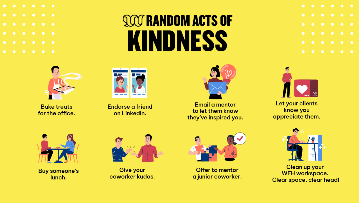 Today is #RandomActsOfKindnessDay! 💛 Let's spread love &amp; positivity in the workplace with these simple acts of kindness. Our team has put together a list to help you get started. 

RT to share and spread the love!