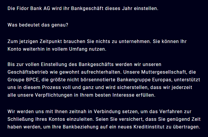 Adieu Fidor Bank... dein AT Abenteuer war nicht viel und auch nicht groß, aber dennoch warst du ein Teil des österreichischen Bankenmarktes. 

#ende #gelände #fidor #neobanken #alteneobank