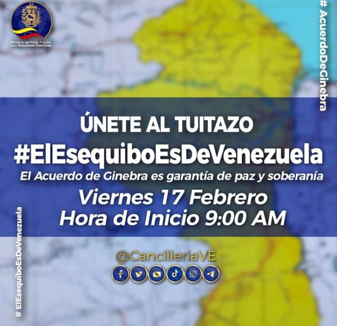 JacquelinePSUV's tweet photo. ¡Venezuela no cede el Esequibo!

El Esequibo es nuestro y lucharemos por él hasta el final.

¡Viva la soberanía de nuestra Venezuela amada!

#ElEsequiboEsDeVenezuela https://t.co/SWAtF3Ihd4