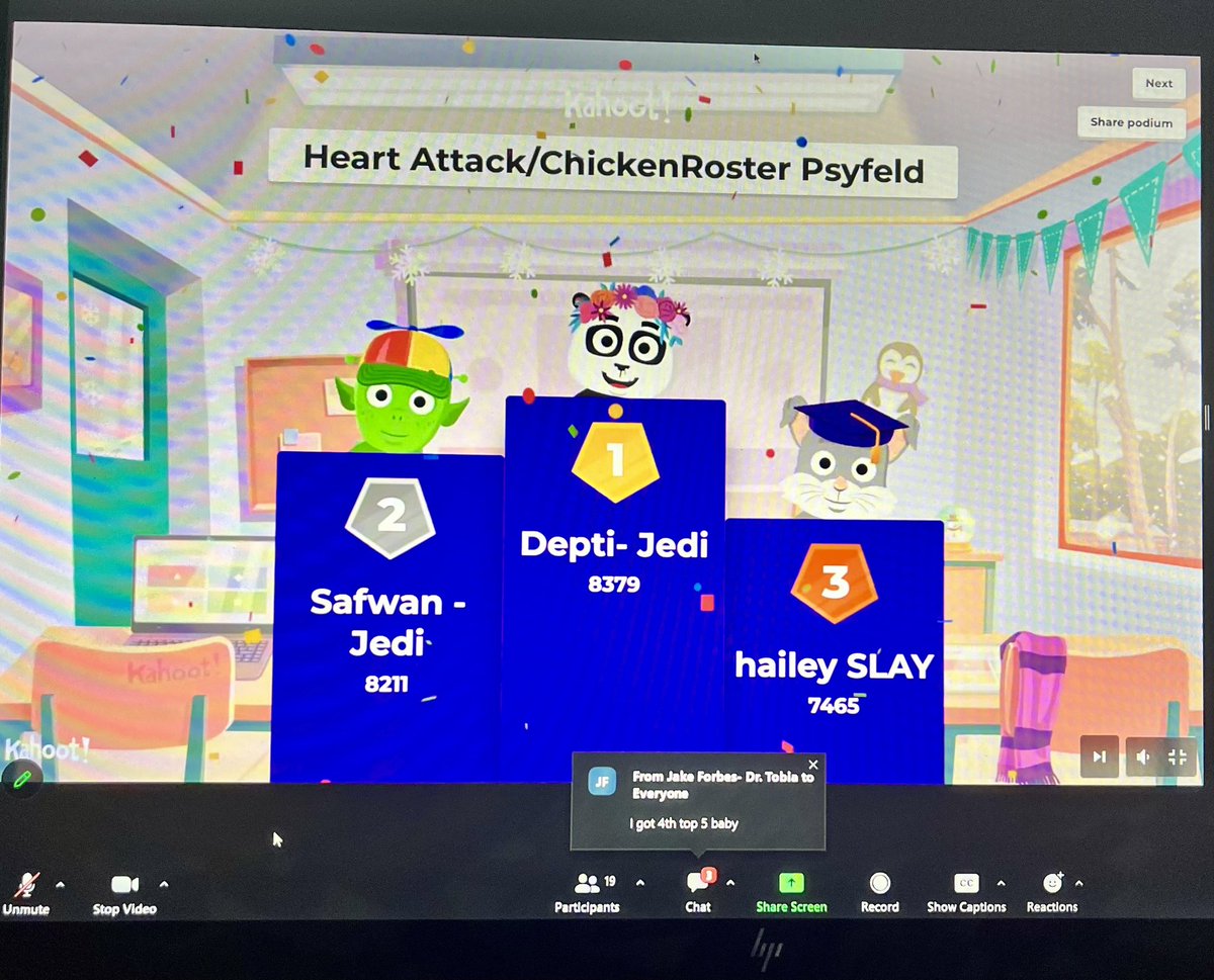 atobiamd's tweet photo. Who doesn’t love a competitive game of trivia? #Gelfans played Kahoot for today’s #psyfeld discussion and Team Jedi Knights came out on top! https://t.co/NZ2uN7InfN