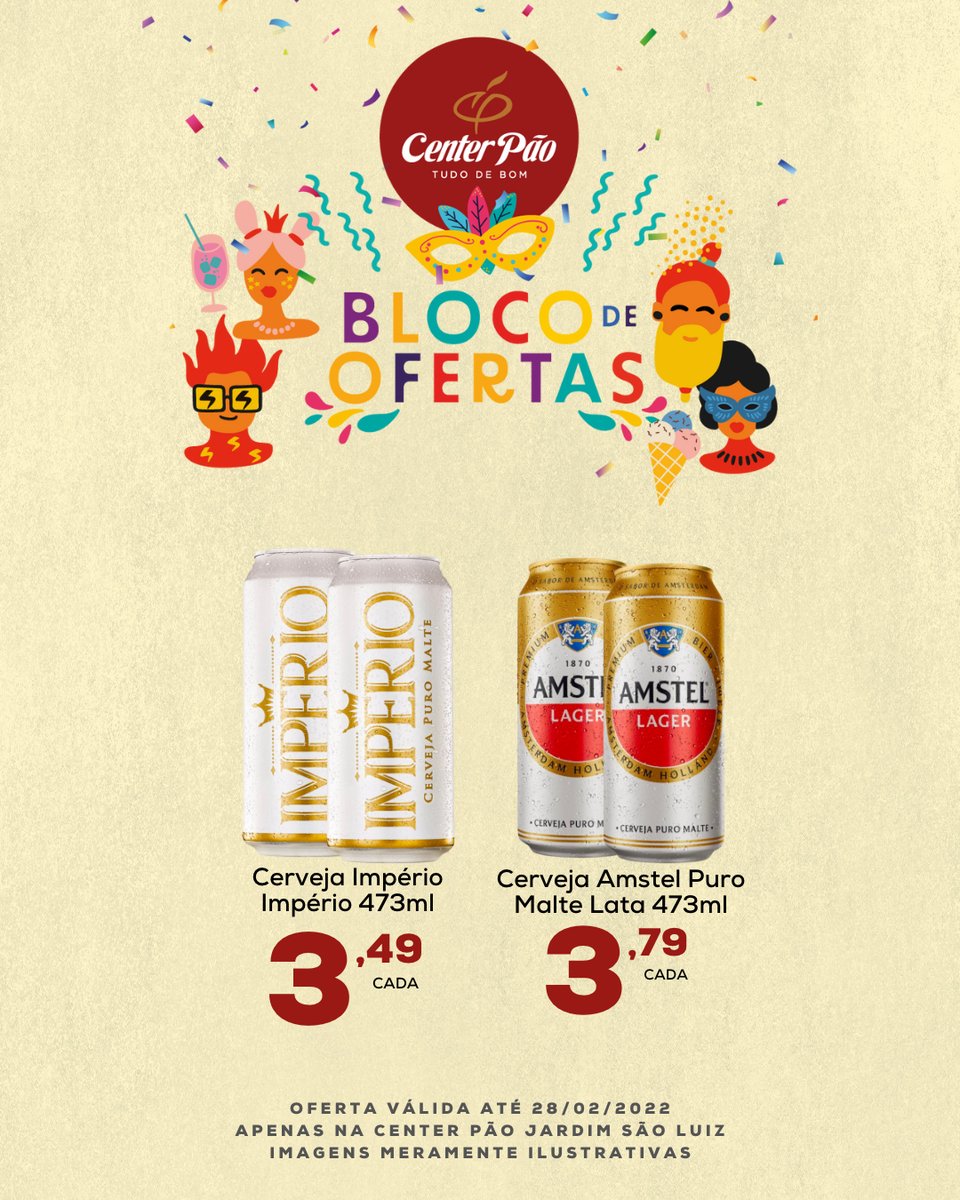 centerpaomoc's tweet photo. Carnaval ta aí e estamos com tudo para você cair na folia! 🎉🎭

🎉Aproveite nossas ofertas especiais em bebidas geladas, petiscos deliciosos e muito mais para garantir a sua diversão no bloco.

#CenterPão #TudoDeBom https://t.co/mIAK9zvGMC