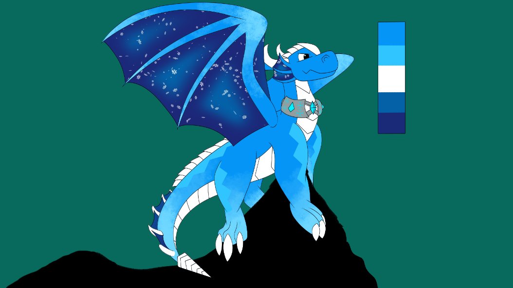 Thanks to Kyro, I have now a 2nd dragon (look below) which looks like a real dragon. Ice is is main feature (as electricity is for Xyron). Here's the ref sheet.
More info below ⬇