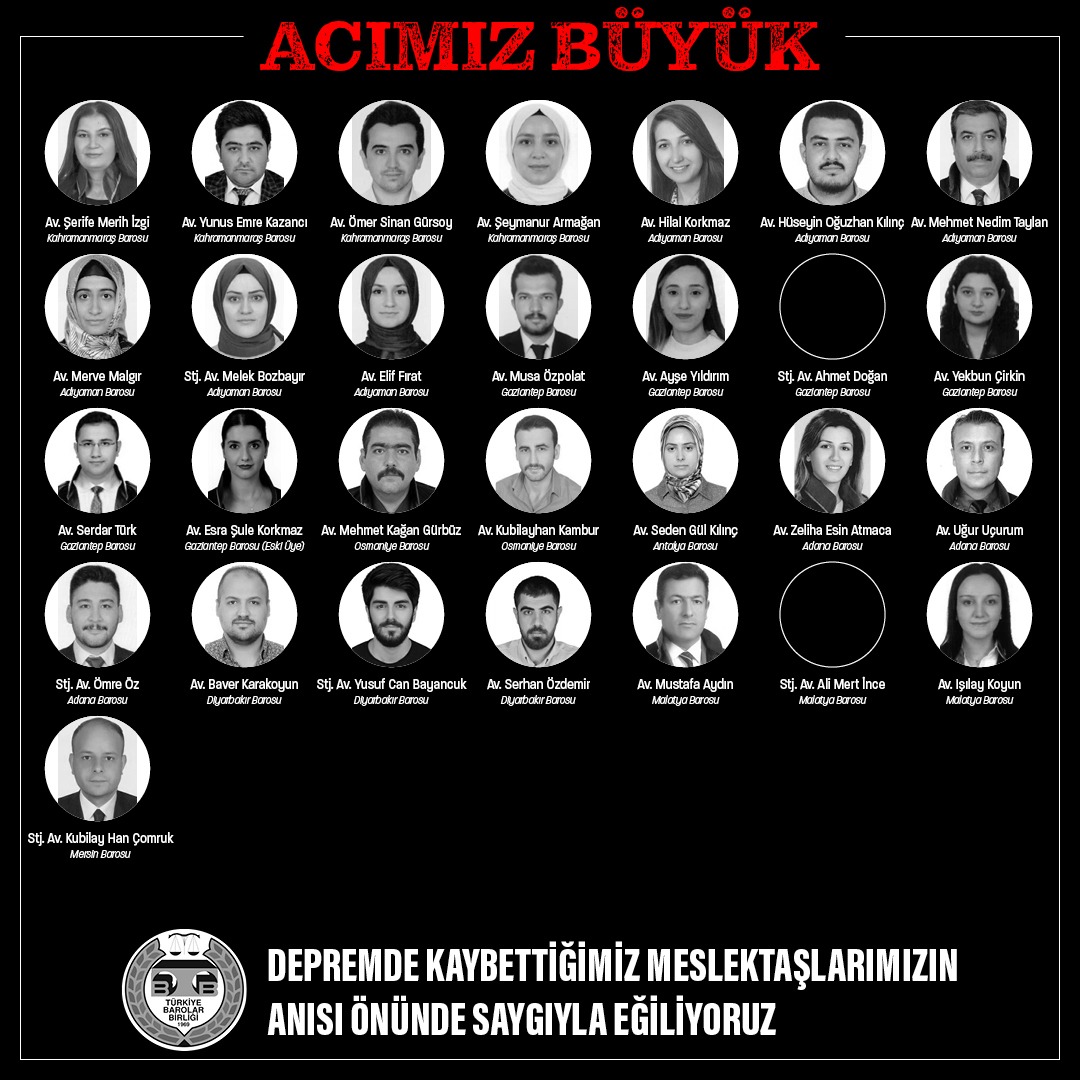 barolar's tweet photo. ACIMIZ BÜYÜK...
Depremde Kaybettiğimiz Meslektaşlarımızın Anısı Önünde Saygıyla Eğiliyoruz

👉https://t.co/YVkwpz9OdY https://t.co/cgmIu91HuO