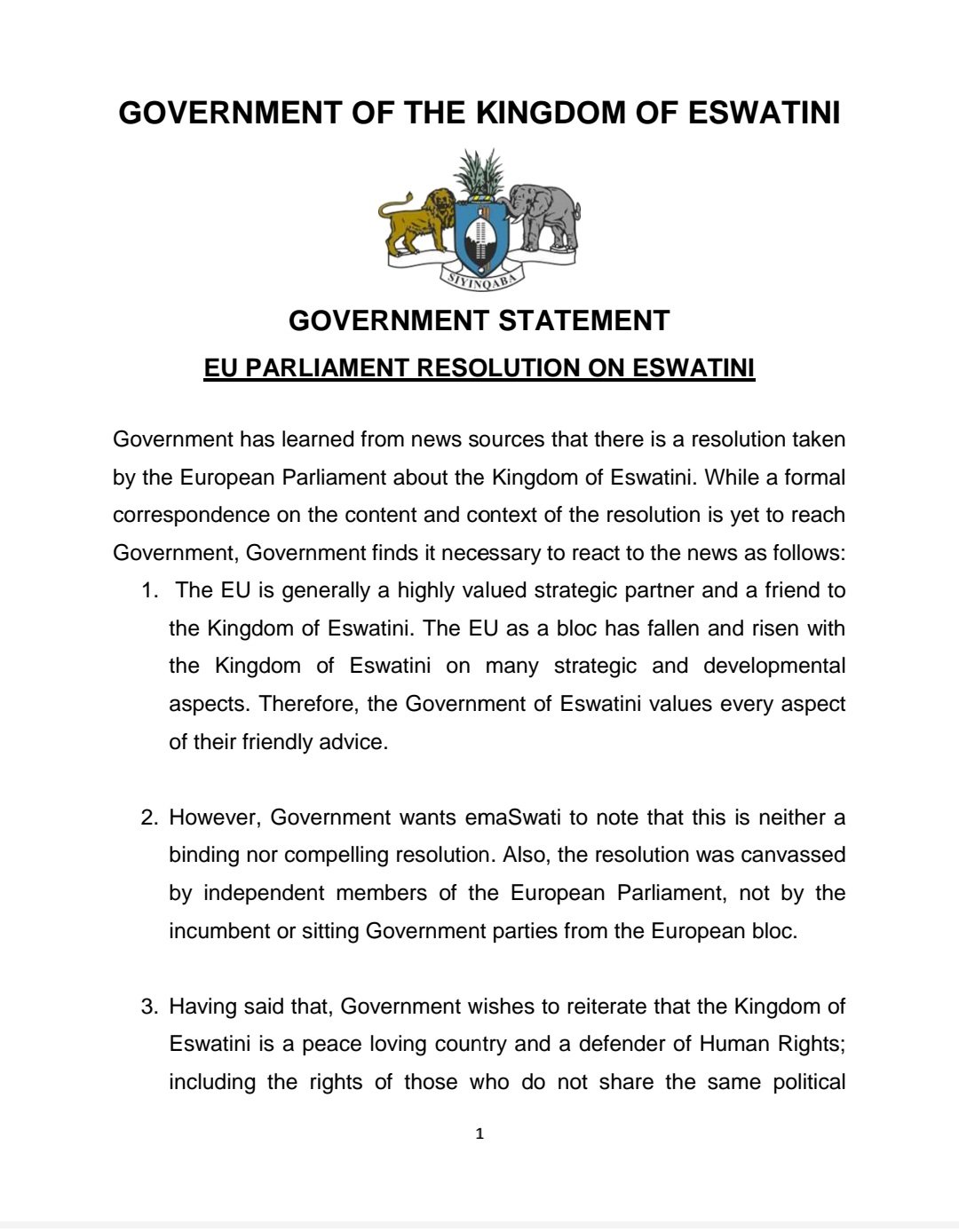 Parliamentary Resolution Format